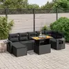 Image de vidaXL Salon de jardin 8 pcs avec coussins noir résine tressée