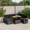 Image de vidaXL Salon de jardin 8 pcs avec coussins noir résine tressée