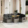 Image de vidaXL Salon de jardin 8 pcs avec coussins gris résine tressée