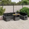 Image de vidaXL Salon de jardin 9 pcs avec coussins noir résine tressée