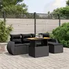 Image de vidaXL Salon de jardin 6 pcs avec coussins noir résine tressée
