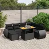 Image de vidaXL Salon de jardin 8 pcs avec coussins noir résine tressée