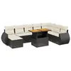 Image de vidaXL Salon de jardin 9 pcs avec coussins noir résine tressée