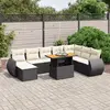 Image de vidaXL Salon de jardin 9 pcs avec coussins noir résine tressée