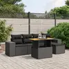 Image de vidaXL Salon de jardin 6 pcs avec coussins noir résine tressée