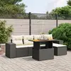 Image de vidaXL Salon de jardin 6 pcs avec coussins noir résine tressée