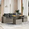 Image de vidaXL Salon de jardin 6 pcs avec coussins gris résine tressée