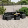 Image de vidaXL Salon de jardin 8 pcs avec coussins noir résine tressée