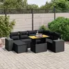 Image de vidaXL Salon de jardin 8 pcs avec coussins noir résine tressée