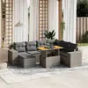 Image de vidaXL Salon de jardin 8 pcs avec coussins gris résine tressée