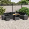 Image de vidaXL Salon de jardin 9 pcs avec coussins noir résine tressée
