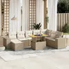 Image de vidaXL Salon de jardin avec coussins 9 pcs beige résine tressée