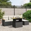 Image de vidaXL Salon de jardin 6 pcs avec coussins noir résine tressée