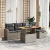 Image de vidaXL Salon de jardin 6 pcs avec coussins gris résine tressée