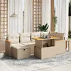 Image de vidaXL Salon de jardin avec coussins 7 pcs beige résine tressée