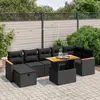 Image de vidaXL Salon de jardin 8 pcs avec coussins noir résine tressée