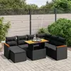 Image de vidaXL Salon de jardin 8 pcs avec coussins noir résine tressée