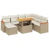 Image de vidaXL Salon de jardin avec coussins 8 pcs beige résine tressée