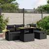 Image de vidaXL Salon de jardin 6 pcs avec coussins noir résine tressée