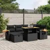 Image de vidaXL Salon de jardin 7 pcs avec coussins noir résine tressée