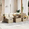 Image de vidaXL Salon de jardin avec coussins 7 pcs beige résine tressée