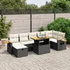 Image de vidaXL Salon de jardin 8 pcs avec coussins noir résine tressée