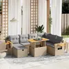 Image de vidaXL Salon de jardin avec coussins 8 pcs beige résine tressée