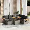 Image de vidaXL Salon de jardin 8 pcs avec coussins gris résine tressée
