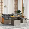 Image de vidaXL Salon de jardin 6 pcs avec coussins gris résine tressée