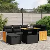 Image de vidaXL Salon de jardin 7 pcs avec coussins noir résine tressée