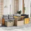 Image de vidaXL Salon de jardin avec coussins 7 pcs beige résine tressée