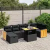 Image de vidaXL Salon de jardin 8 pcs avec coussins noir résine tressée
