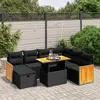 Image de vidaXL Salon de jardin 8 pcs avec coussins noir résine tressée
