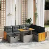 Image de vidaXL Salon de jardin 8 pcs avec coussins gris résine tressée