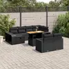Image de vidaXL Salon de jardin 11 pcs avec coussins noir résine tressée