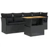 Image de vidaXL Salon de jardin 5 pcs avec coussins noir résine tressée