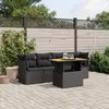 Image de vidaXL Salon de jardin 5 pcs avec coussins noir résine tressée