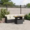 Image de vidaXL Salon de jardin 5 pcs avec coussins noir résine tressée