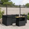Image de vidaXL Salon de jardin 7 pcs avec coussins noir résine tressée