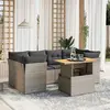 Image de vidaXL Salon de jardin avec coussins 7 pcs gris résine tressée