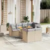 Image de vidaXL Salon de jardin avec coussins 8 pcs beige résine tressée