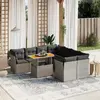 Image de vidaXL Salon de jardin 9 pcs avec coussins gris résine tressée