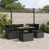 Image de vidaXL Salon de jardin 6 pcs avec coussins noir résine tressée