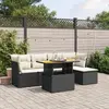 Image de vidaXL Salon de jardin 6 pcs avec coussins noir résine tressée