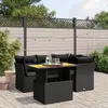 Image de vidaXL Salon de jardin 5 pcs avec coussins noir résine tressée
