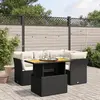Image de vidaXL Salon de jardin 5 pcs avec coussins noir résine tressée