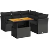 Image de vidaXL Salon de jardin 5 pcs avec coussins noir résine tressée