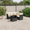 Image de vidaXL Salon de jardin 5 pcs avec coussins noir résine tressée
