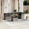 Image de vidaXL Salon de jardin avec coussins 7 pcs gris résine tressée