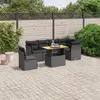 Image de vidaXL Salon de jardin 7 pcs avec coussins noir résine tressée